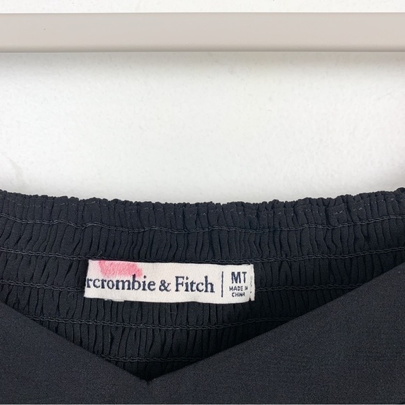 Abercrombie & Fitch Black Ruched Puff Sleeve Mini Dress Sz M Tall - Picture 4 of 8